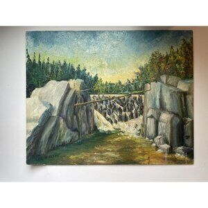 Vintage 1961 Oil Painting – Cape Breton Autumn Scene – Nova Scotia Art
